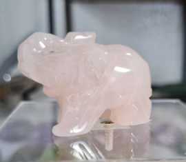 Olifant Rozenkwarts Edelsteen Carving 4 cm