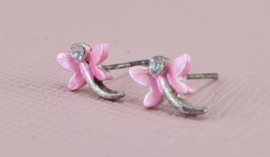 Oorbellen - Libelle - 1 cm - roze kleur