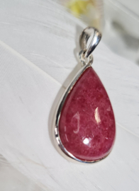 Rhodoniet Druppel Edelsteen Hanger in 925 Sterling Zilver 3,5 cm