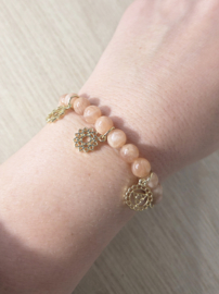 Edelsteen Armband Zonnesteen 8 mm met Chakra bedels