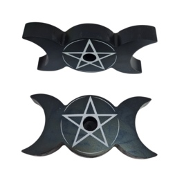 Kaarshouder - Drievoudige maan - Pentagram - 11cm