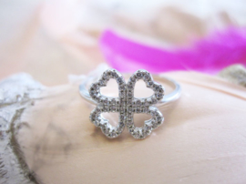 Ring - Lucky Clover - Zirconia - 925 Sterling Silver - size 7