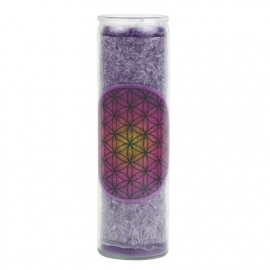 Stearine candle with Flower of Life purple