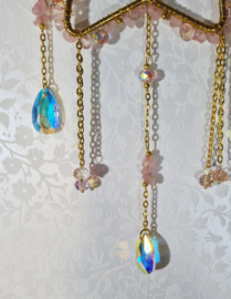 Raamhanger Suncatcher Ster met Rozenkwarts 12 cm