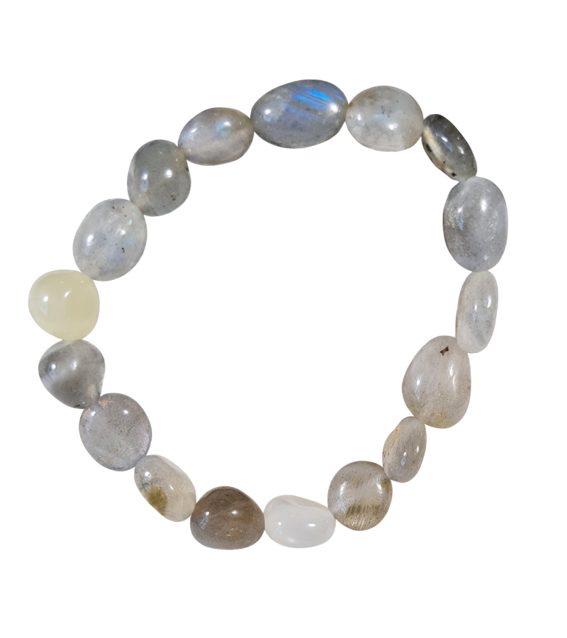 Edelsteen Armband Witte Maansteen Trommelsteen 10-12 mm