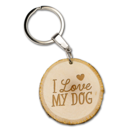 Sleutelhanger -I love my dog - Boomstam - 5 cm