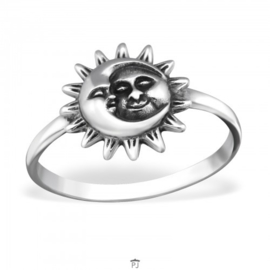 Ring Zon en Maan 925 Sterling Zilver - Maat 17