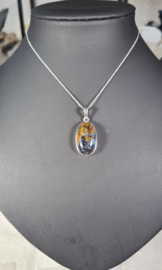 Pietersiet Ovaal Edelsteen Hanger in 925 Sterling Zilver 3,4 cm