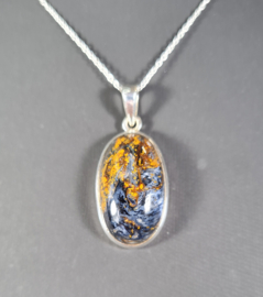 Pietersiet Ovaal Edelsteen Hanger in 925 Sterling Zilver 3,4 cm