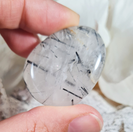 Toermalijn in Kwarts Platte Steen 4 cm no.4 Edelsteen