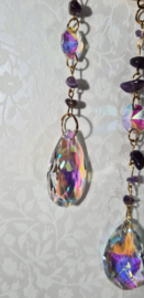 Raamhanger Suncatcher Levensbloem Goudkleur met Amethist