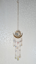 Raamhanger Suncatcher Zon en Halve Maan Goudkleur