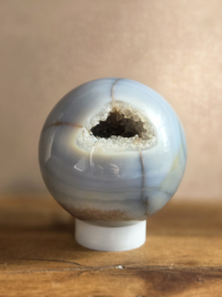 Agaat Druzy Edelsteen Bol - 6,9cm - Blauw