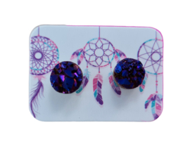 Oorbellen - Druzy - Paars - Titanium Aura - Knopjes