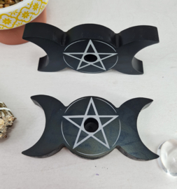 Kaarshouder - Drievoudige maan - Pentagram - 11cm