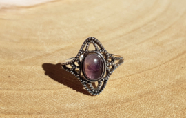 Ring - Oval - 925 Sterling Silver - Amethyst - Size 7