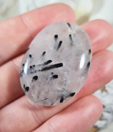 Toermalijn in Kwarts Platte Steen 3,5 cm no.10 Edelsteen