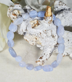 Edelsteen Armband Blue Lace Agaat Trommelsteen 6-8 mm