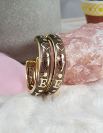 Oorbellen Summer Vibe Love Grijs 5 cm