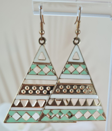 Oorbellen Triangel 7 cm groen