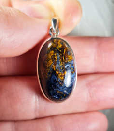 Pietersiet Ovaal Edelsteen Hanger in 925 Sterling Zilver 3,4 cm