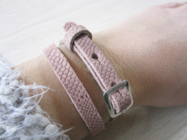 Armband - Wikkelarmband - suède - oud roze - Tressia - python print