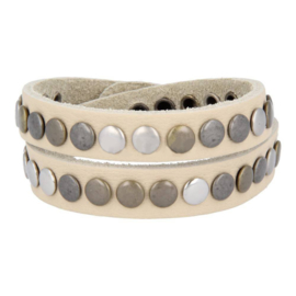 Armband - Tenzy - studs - creme - meubel - 7mm