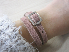 Armband - Wikkelarmband - suède - oud roze - Tressia - python print