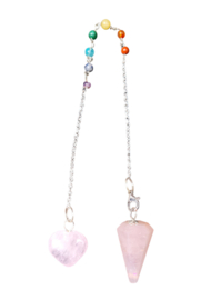Pendel Rozenkwarts met chakra ketting