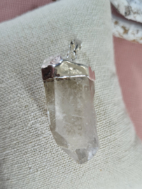 Edelsteen Hanger Bergkristal Punt Verzilverd