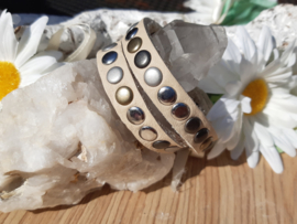 Armband - Tenzy - studs - creme - meubel - 7mm