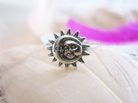 Ring Zon en Maan 925 Sterling Zilver - Maat 17