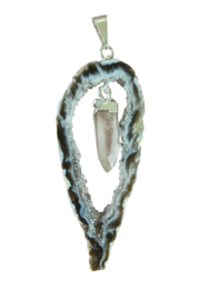 Edelsteen Hanger Agaat Geode Hangende Bergkristal