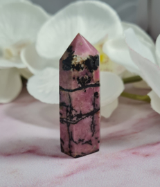 Rhodoniet Edelsteen Punt - Roze met Zwart - 5,5 cm