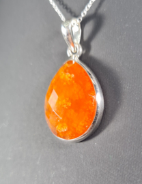 Carneool Facet Druppel Hanger in 925 Sterling Zilver 3,3 cm