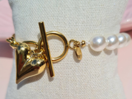 Armband Love Pearls - Rvs en Parels  Goudkleur