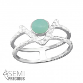 Ring - Double line - Silver - Amazonite - size 8
