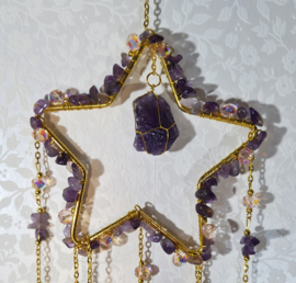 Raamhanger Suncatcher Ster met Amethist 12 cm