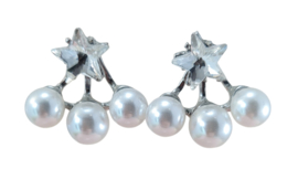 Oorbellen - Pearls & Star - 2cm - zilverkleur