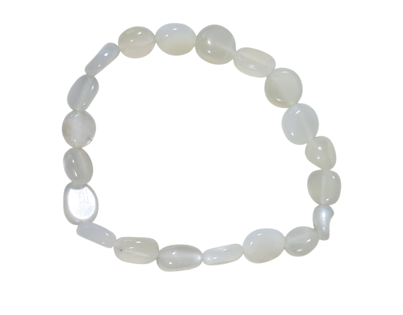 Edelsteen Armband Maansteen Wit Trommelsteen 6-8 mm