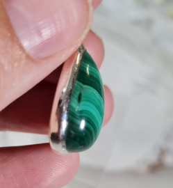 Malachiet Druppel Edelsteen Hanger in 925 Sterling Zilver 3,2 cm