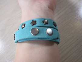 Armband - Tenzy - driedubbel licht - turqouise nubuck