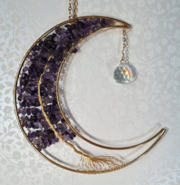 Suncatcher Maan met Amethist Levensboom