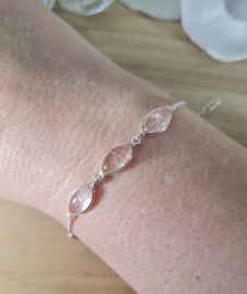 Edelsteen Armband Rozenkwarts Zilver