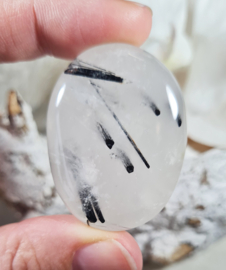 Toermalijn in Kwarts Platte Steen 4 cm no.3 Edelsteen