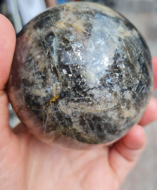 Zwarte Maansteen - Edelsteen Bol - no.3 - 6,8 cm