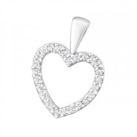 Hanger - Hart met Zirconia - Zilver