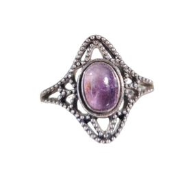 Edelsteen Ring Amethist Ovaal 925 Sterling Zilver - Maat 17