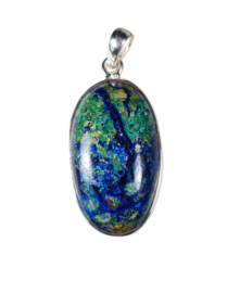 Azuriet Malachiet Ovaal Edelsteen Hanger in 925 Sterling Zilver 4 cm