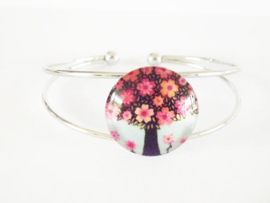 Armband - Cabochon - Levensboom  met bloemen